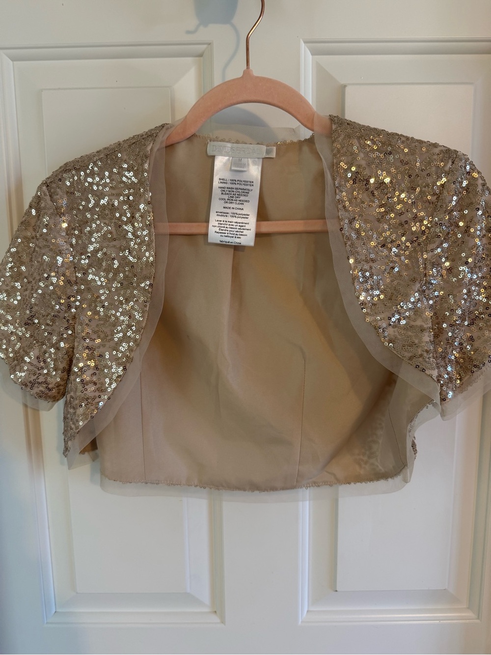 David's Bridal Champagne Sequin Bolero Jacket